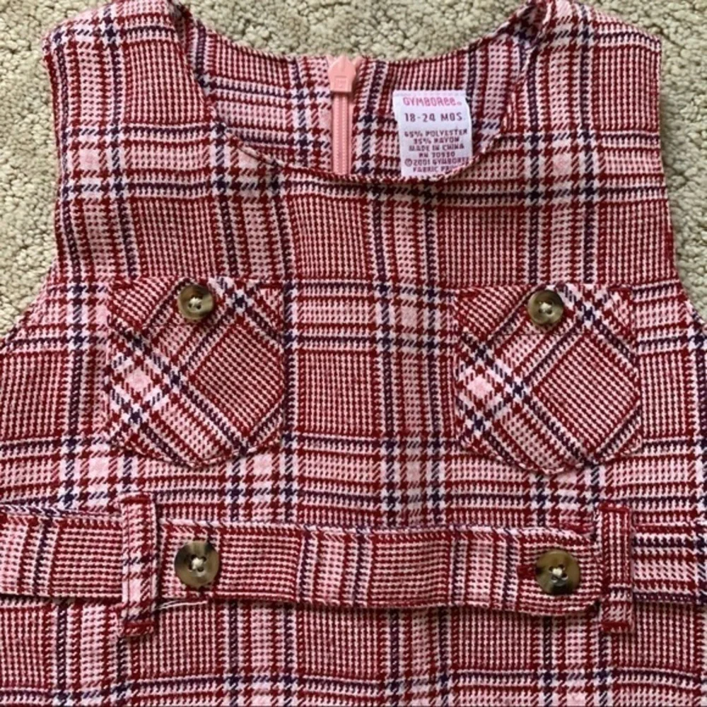 NFS. Gymboree Classic dark red and navy plaid jumper dress size 18-24 months